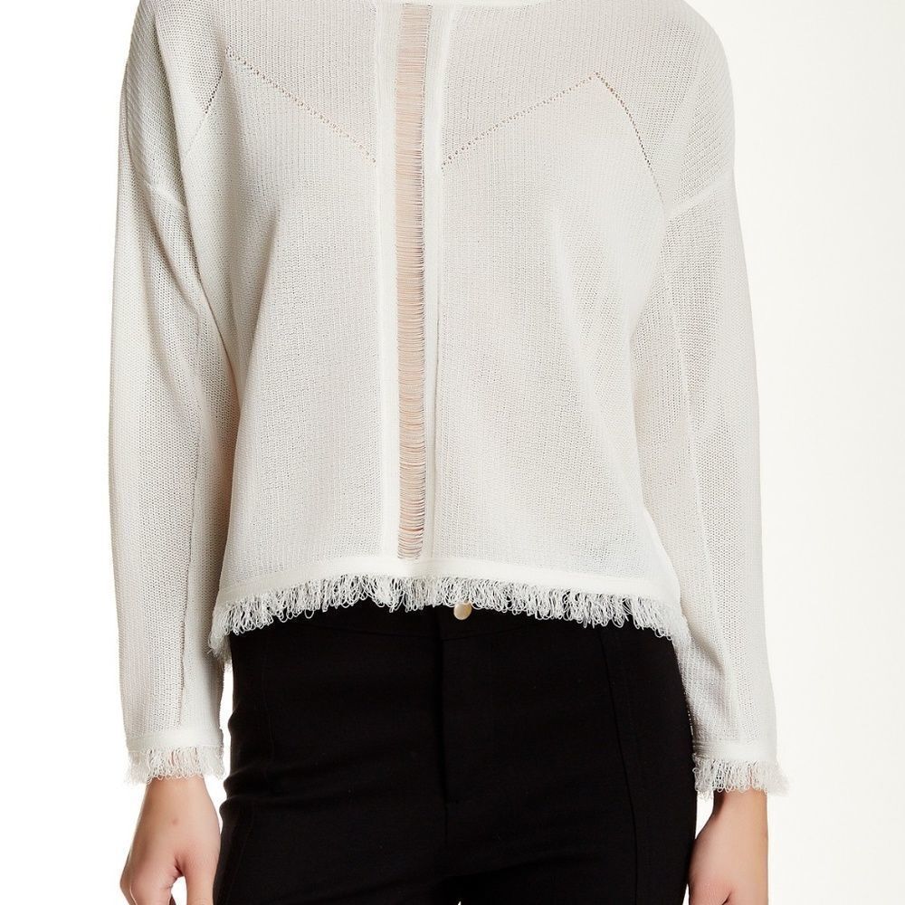 Endless Rose Roxanne White Crop Fringe Sweater
